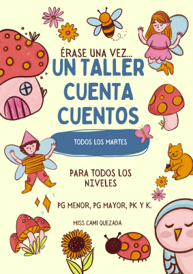 Flyer Cuenta Cuentos Infantil Ilustrado Amarillo Multicolor - Camila Quezada Zavala